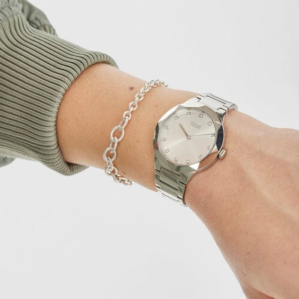 TOUS Silver Analog Watch with Crystals