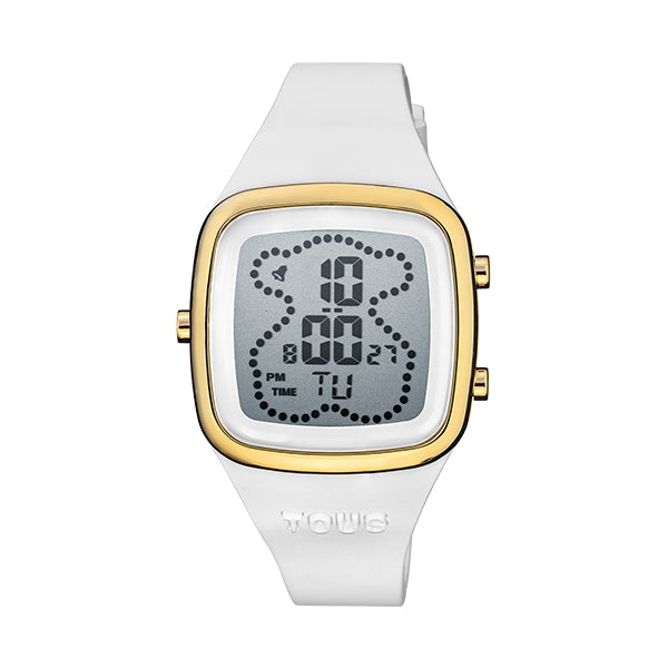 Timeless Elegance Digital Timepiece in Gold and White