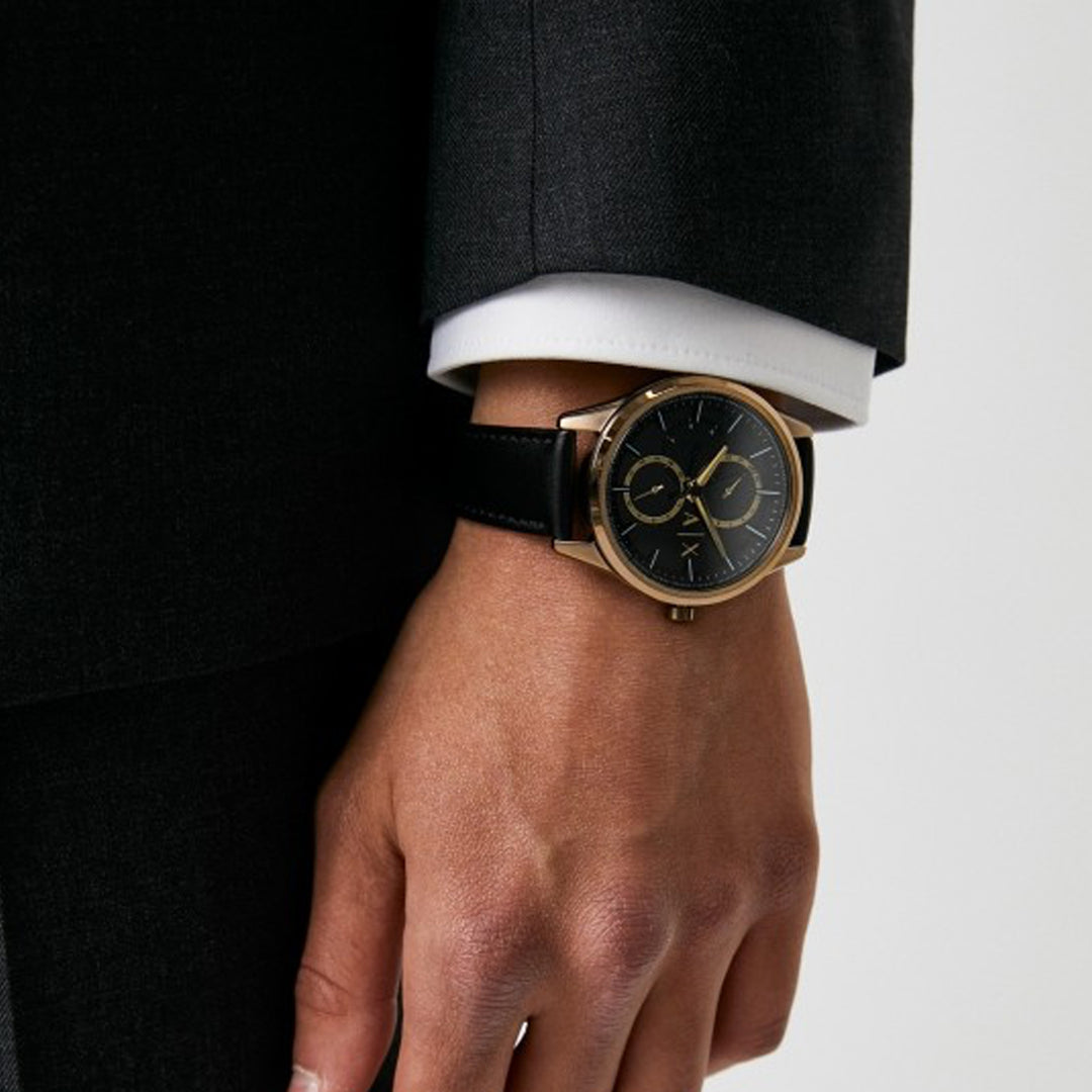 Armani Exchange Black & Gold Chronograph Watch