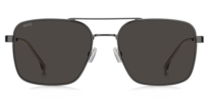 Sleek Gunmetal Square Sunglasses with Dark Gray Lenses