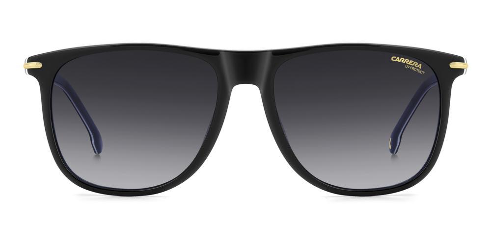 Sleek Black Acetate Sunglasses with Gold Accents