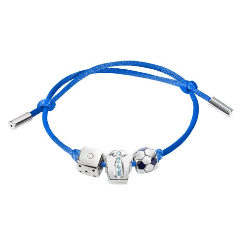Sporty Elegance Blue Cord Bracelet with Crystal Accents