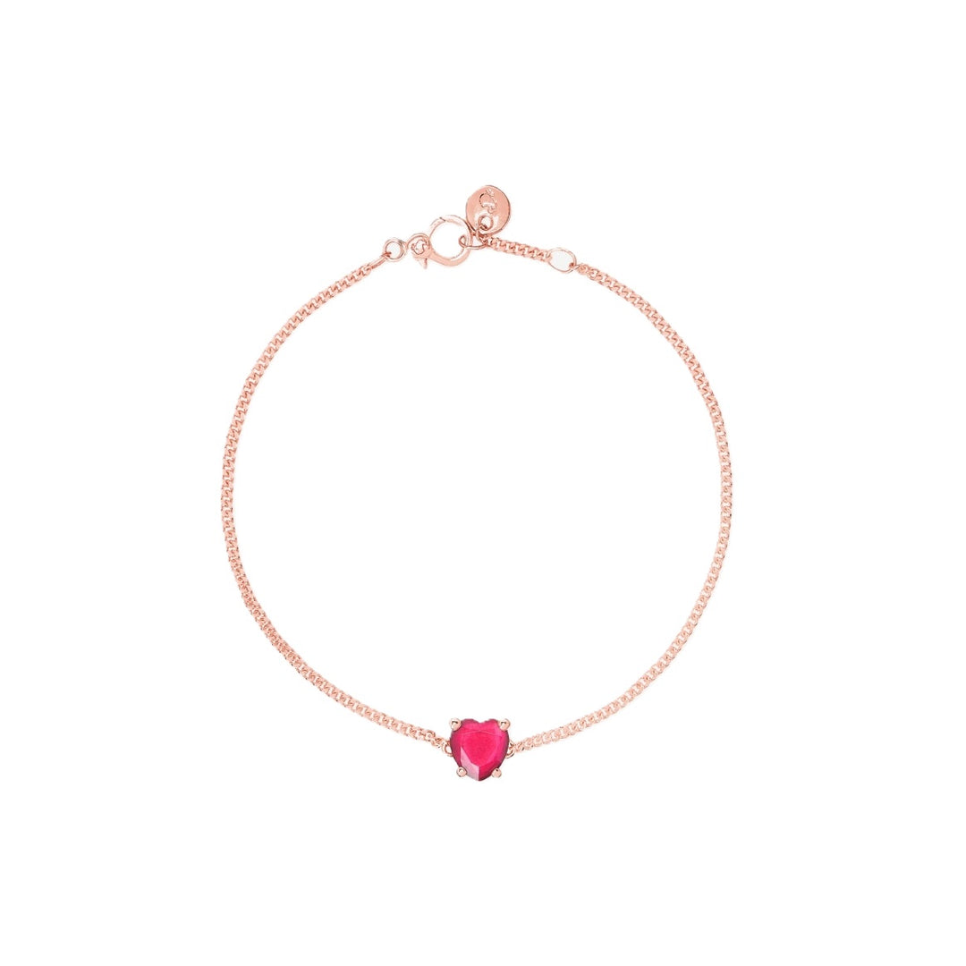Radiant Rose Gold Bracelet with Vibrant Red Gemstone