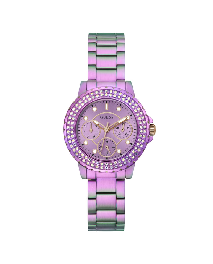 Violet Radiance Crystal-Studded Timepiece