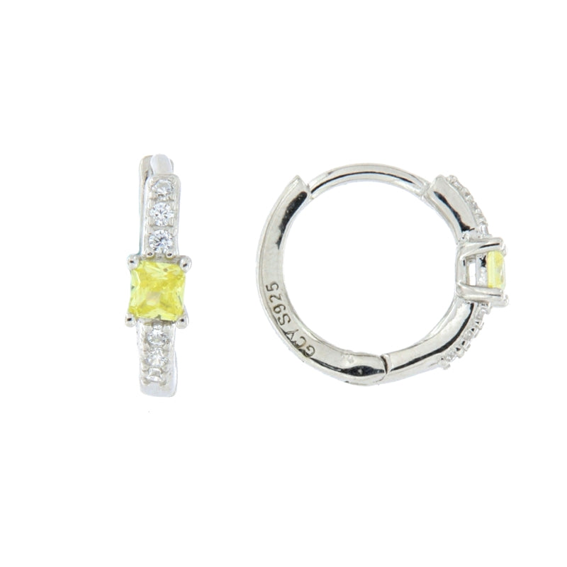 Timeless Sterling Silver Hoop with Radiant Gemstones