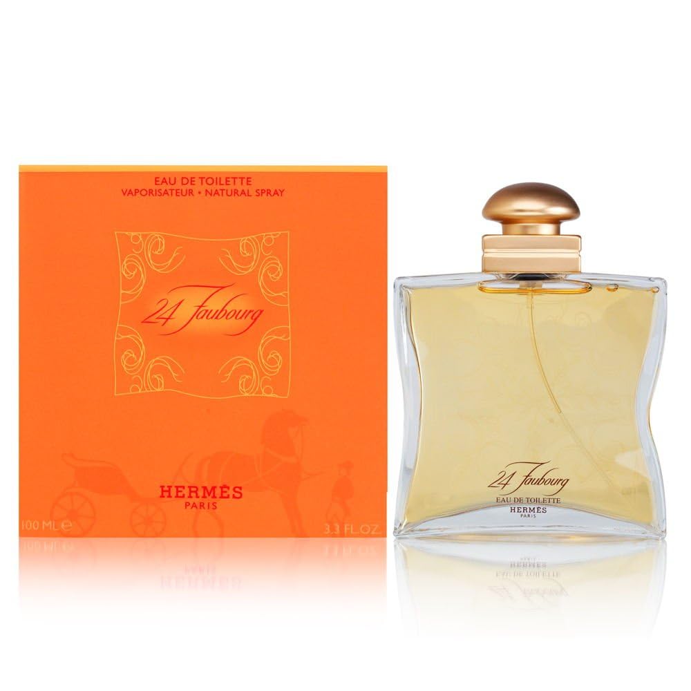 100 ml glass spray bottle, warm amber liquid, elegant rectangular flacon