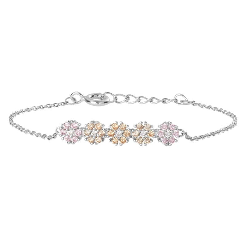 Radiant Harmony Silver Chain Bracelet with Gemstone Accents