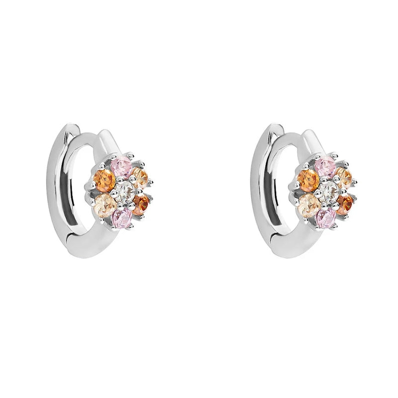 Radiant Huggie Hoops with Multicolor Gemstone Sparkle