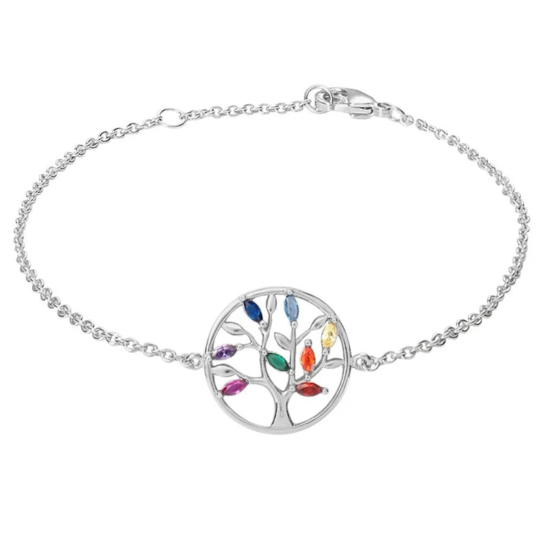 Vibrant Spectrum Silver Bracelet with Multicolor Gemstones