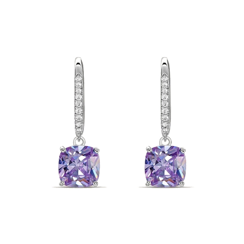 Radiant Amethyst Drop Earrings with Crystal Accents