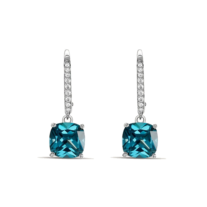 Celestial Blue Drop Earrings with Diamond Accents