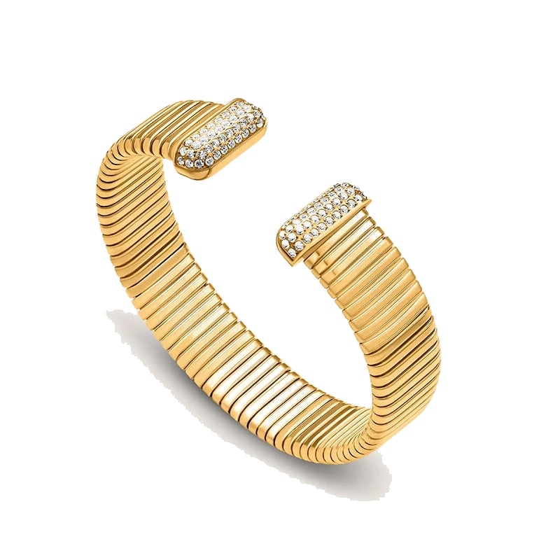 Radiant Gold-Tone Crystal Cuff Bracelet