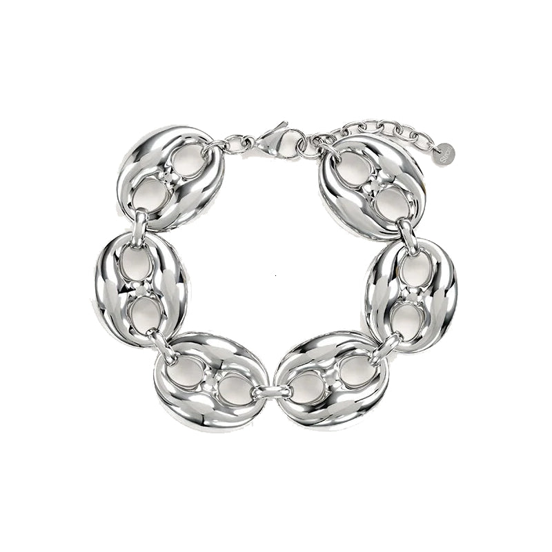 Sleek Polished Silver Link Bracelet with Modern Grace