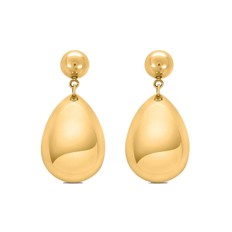 Elegant Polished Gold Drop Earrings with Classic Appeal
