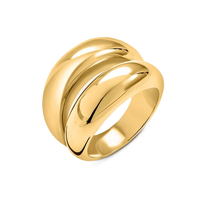 Bold Polished Gold Wide Band Ring