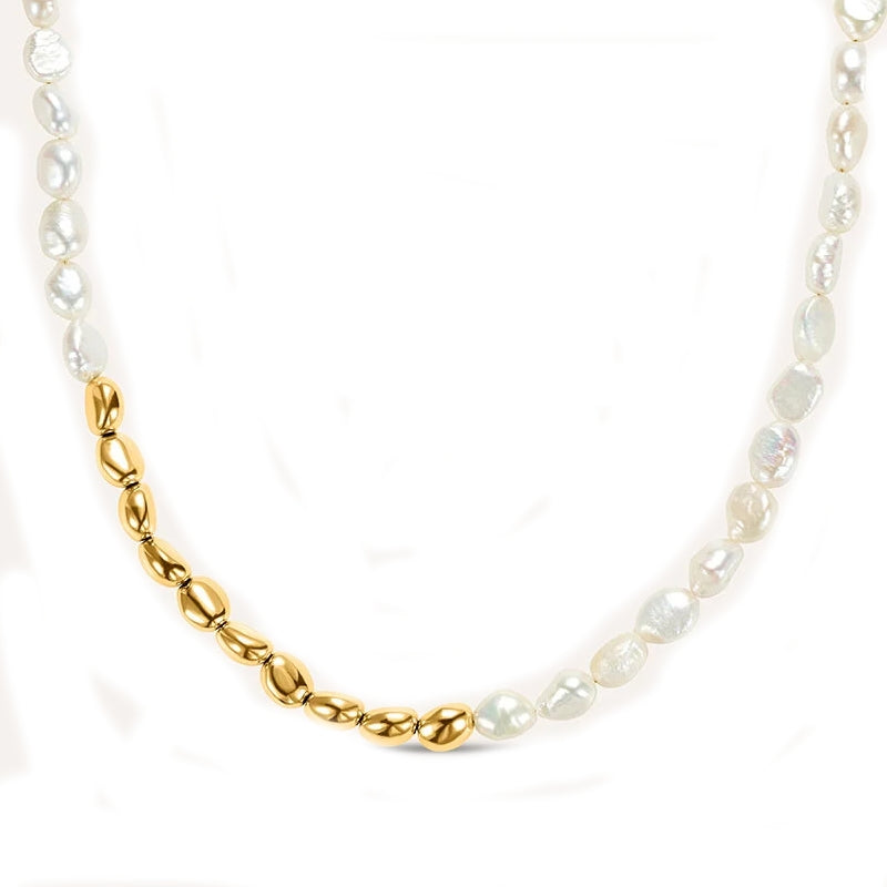 Timeless Elegance Pearl and Gold Beaded Necklace