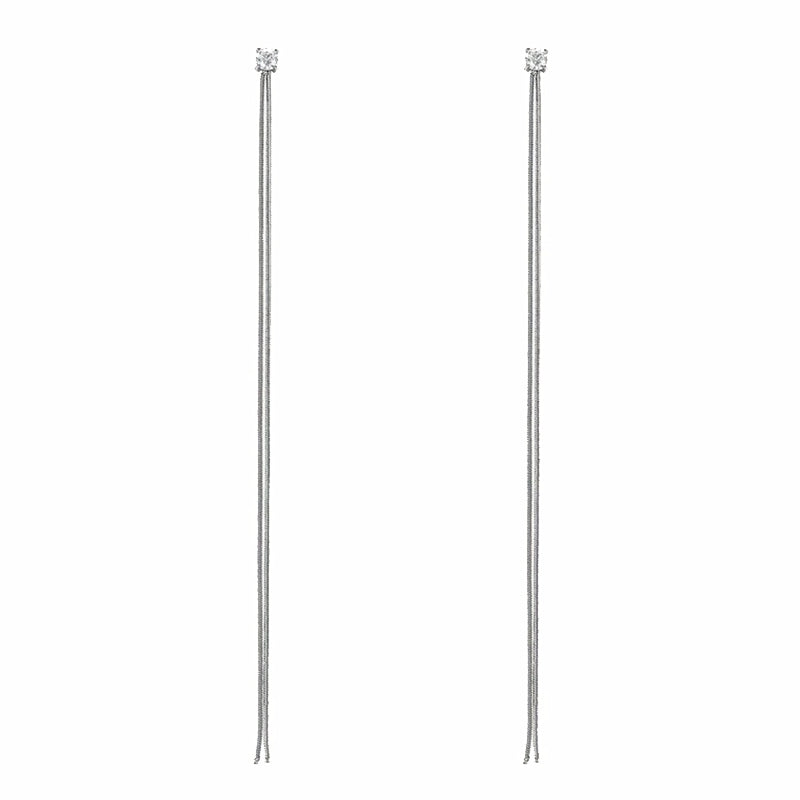 Elegant Crystal Drop Earrings in Silver Radiance