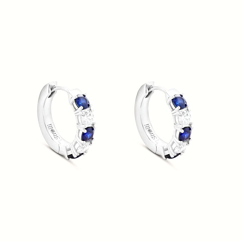 Timeless Blue Sapphire and Diamond Hoop Elegance