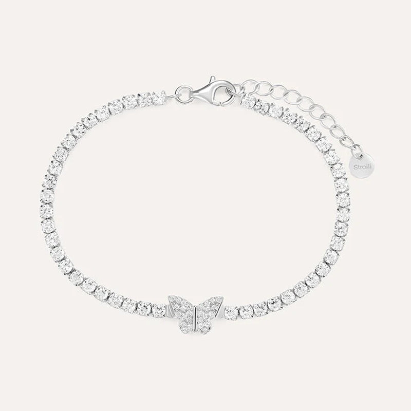 Radiant Silver Tennis Bracelet with Crystal Sparkle