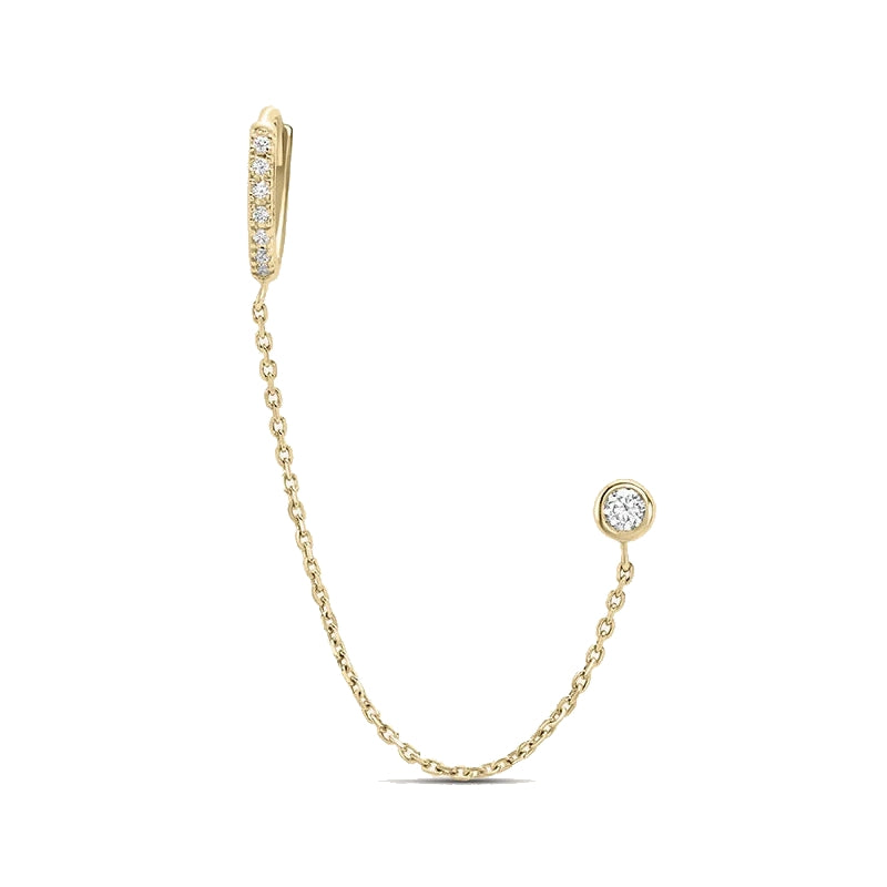 Elegant Gold Chain Earring with Diamond Accents