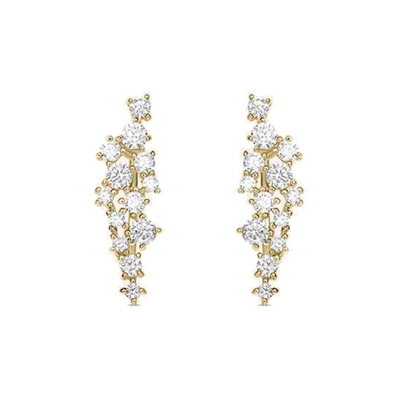 Radiant Diamond Cluster Earrings in Gleaming Gold