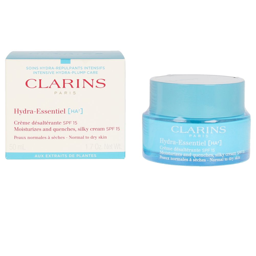 50 ml jar of hydrating SPF 15 face cream, creamy white texture