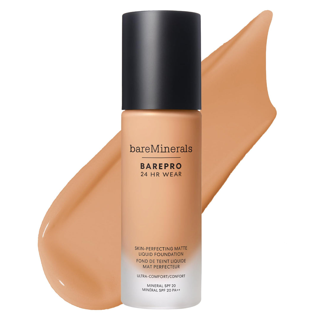 30 ml bottle of matte mineral liquid foundation, medium neutral shade