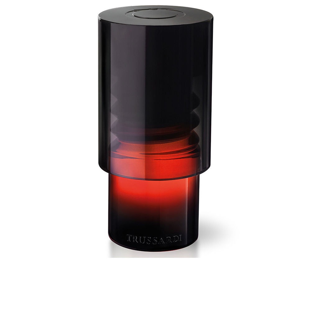 Weighted glass perfume bottle with black-to-red gradient, 100 ml, fougère scent