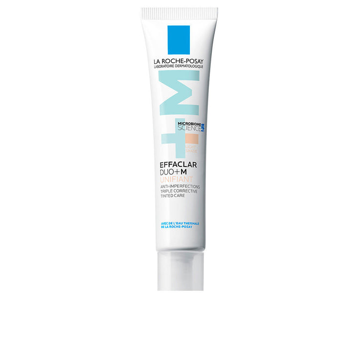 la Roche Posay white, yellow, green plastic tube with flip-top cap, modern clean tube packaging.