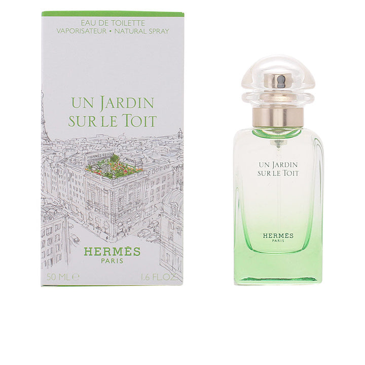 Green-glass 100 ml eau de toilette bottle with botanical illustration, Unisex fragrance