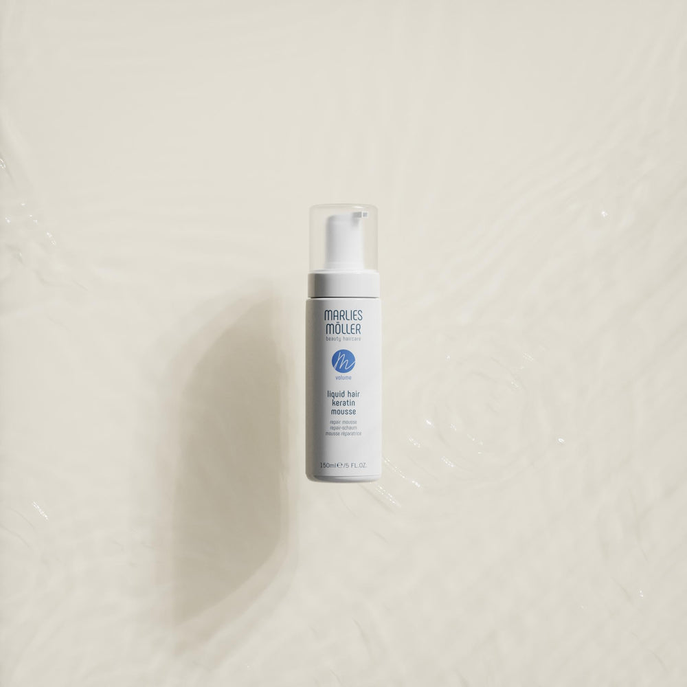 150 ml bottle of Liquid Keratin Hair Mousse, lightweight foam for all hair types