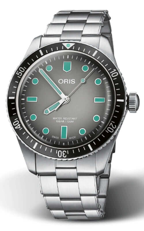Oris Diver's Watch in Silver & Green