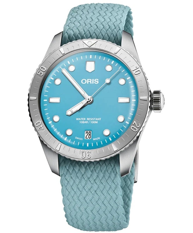 Oris Rose Gold Diver's Watch, Light Blue