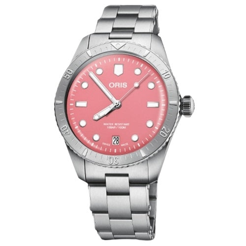 Oris Silver & Pink Diver's Watch