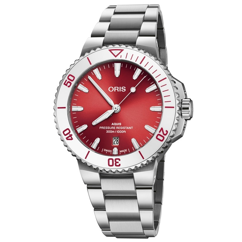 Oris Aquis Diver's Watch, Silver & Red