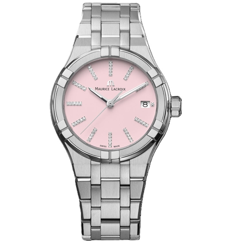 Maurice Lacroix Silver & Pink Watch
