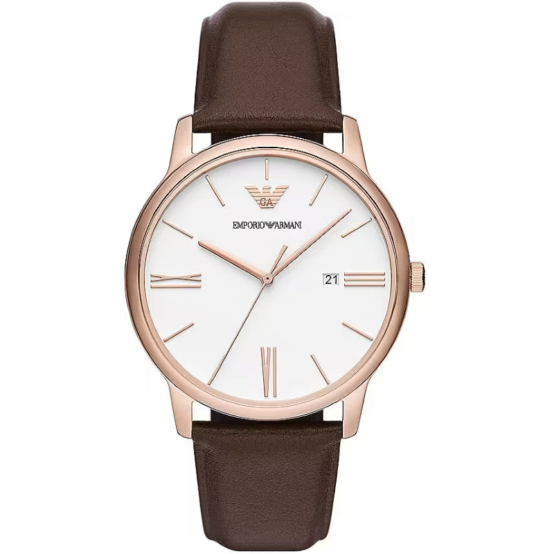 Emporio Armani Rose Gold Leather Watch