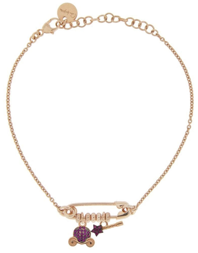 Radiant Rose Gold Charm Bracelet with Violet Crystals