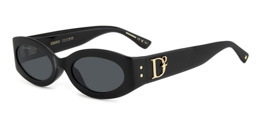 Sleek Black Acetate Sunglasses with Gold Accents