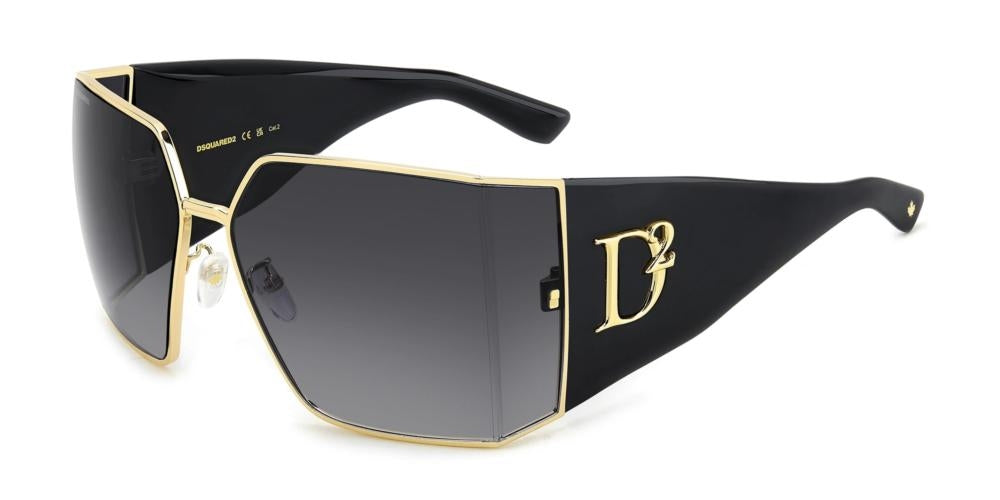Bold Oversized Shield Sunglasses with Gold-Tone Accents