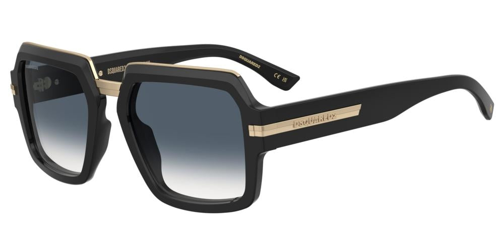 Midnight Edge Square Sunglasses with Gradient Blue Lenses