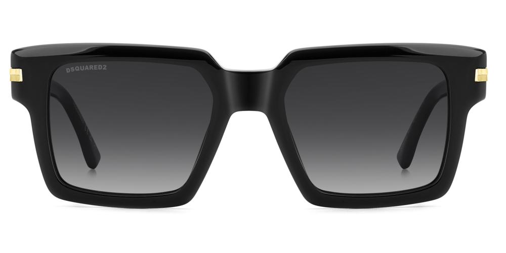 Bold Black Square Sunglasses with Gold Accents