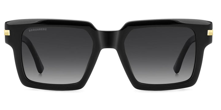 Bold Black Square Sunglasses with Gold Accents
