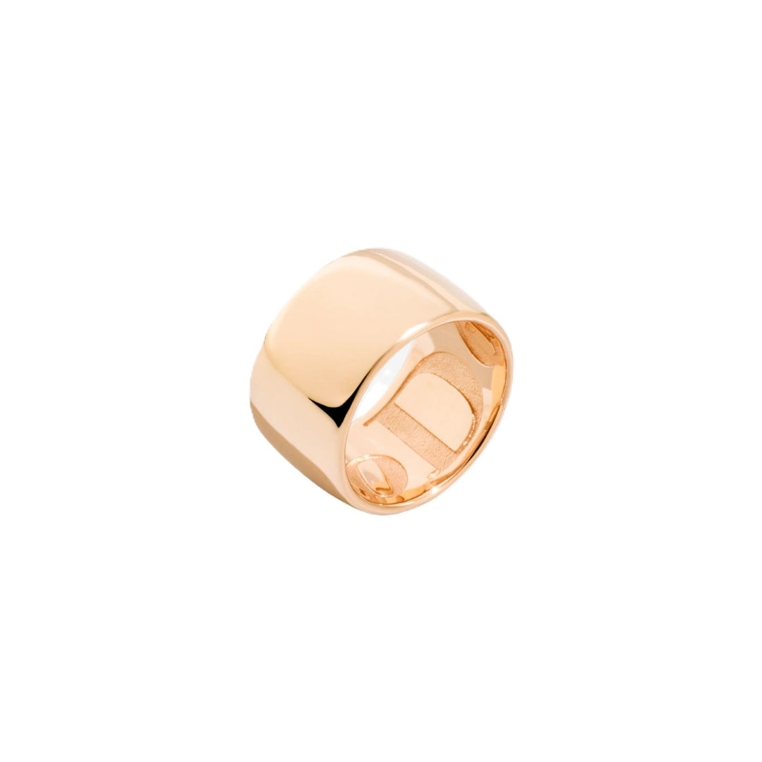 Sleek Rose Gold Wide Band Ring with Minimalist Charm