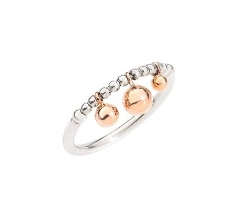 Delicate Charm Cascade Ring in Silver and Rose Gold