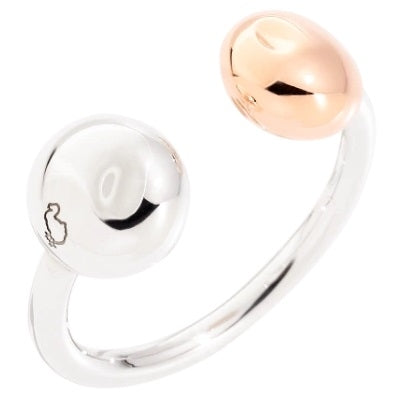 Dodo Modern Open Ring in Silver & Rose Gold