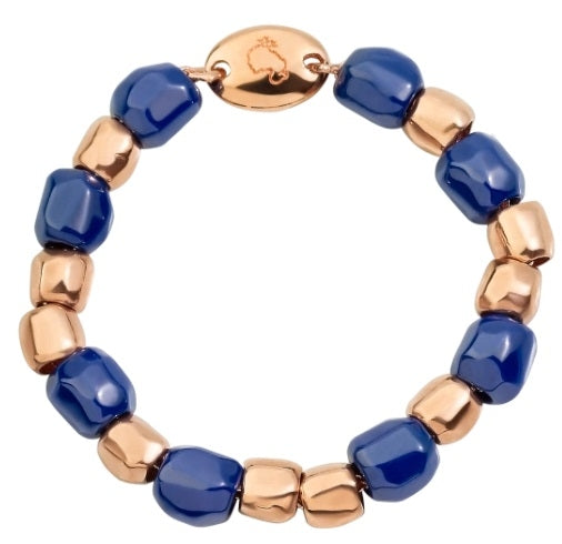Rose Gold & Blue Ceramic Beaded Bracelet