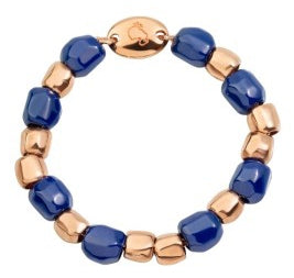 Rose Gold & Blue Ceramic Beaded Bracelet