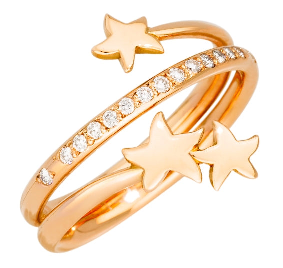 Dodo Gold and Crystal Rose Ring