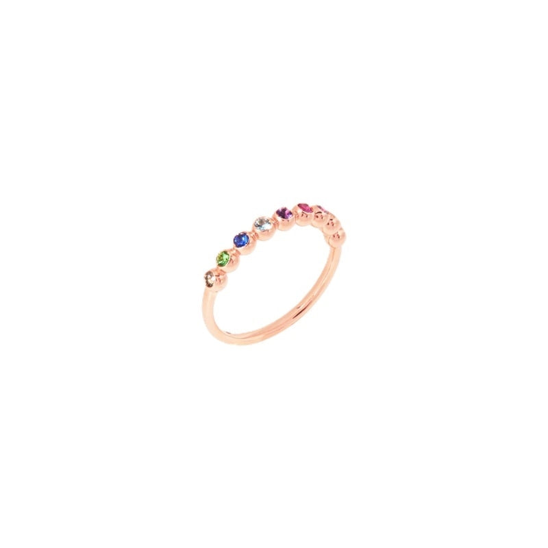 Dodo Rose Gold Multicolor Gemstone Ring